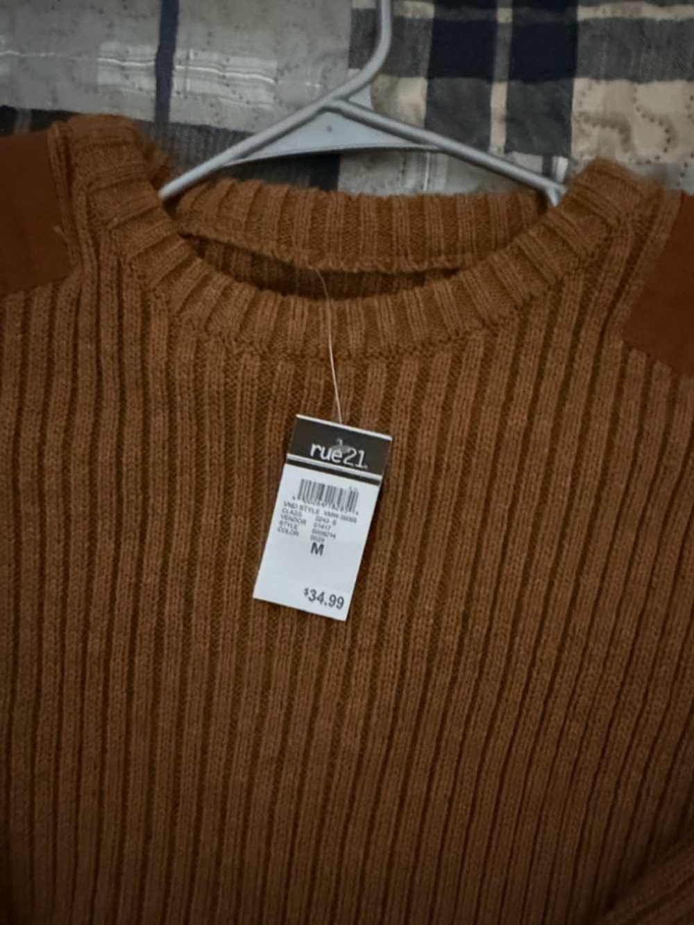 rue21 Men’s Ribbed Crewneck Sweater - Rust Brown
